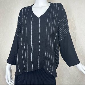 Kim Bernardin Winter 2020 Cotton Wool Blend Vertical Striped Lagenlook Sweater